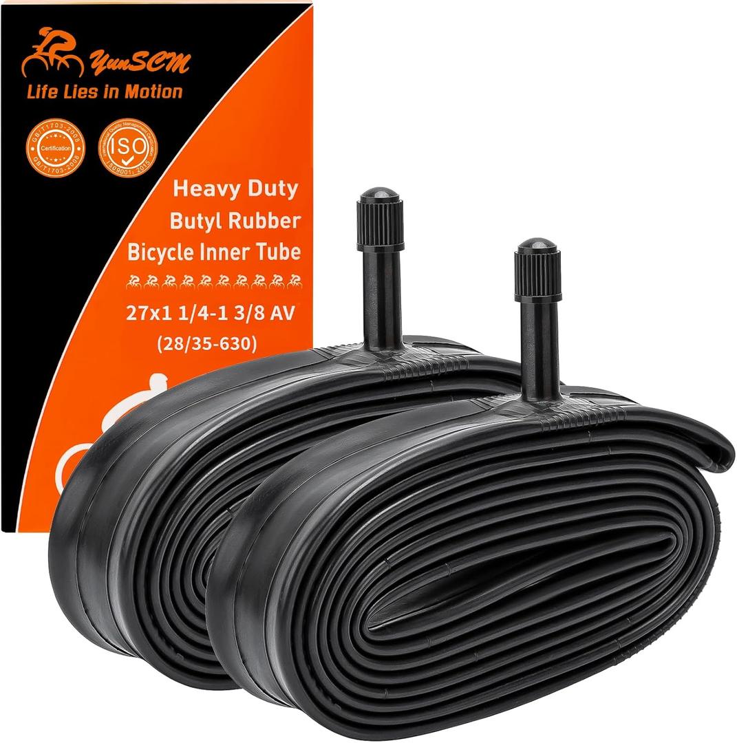 2-PCS 27x1 1/4 Heavy Duty Bike Tubes AV32mm Schrader Valve 27x1 3/8 Bicycle Tubes 28/35-630 Inner Tubes Compatible with 27x1  27 x 1 3/8 27x1 3-8 28-630 35-630 Bike Bicycle Tire Tubes