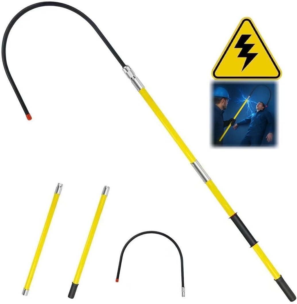 7.6 Feet Rescue Hook, High Voltage Insulated Rescue Hook high Voltage Telescopic 10kv35kv, Fire Electrician Anti-electrocution Rescue Hook 380V, Rescue Hook,18 inch Opening (Yellow7.6Feet)
