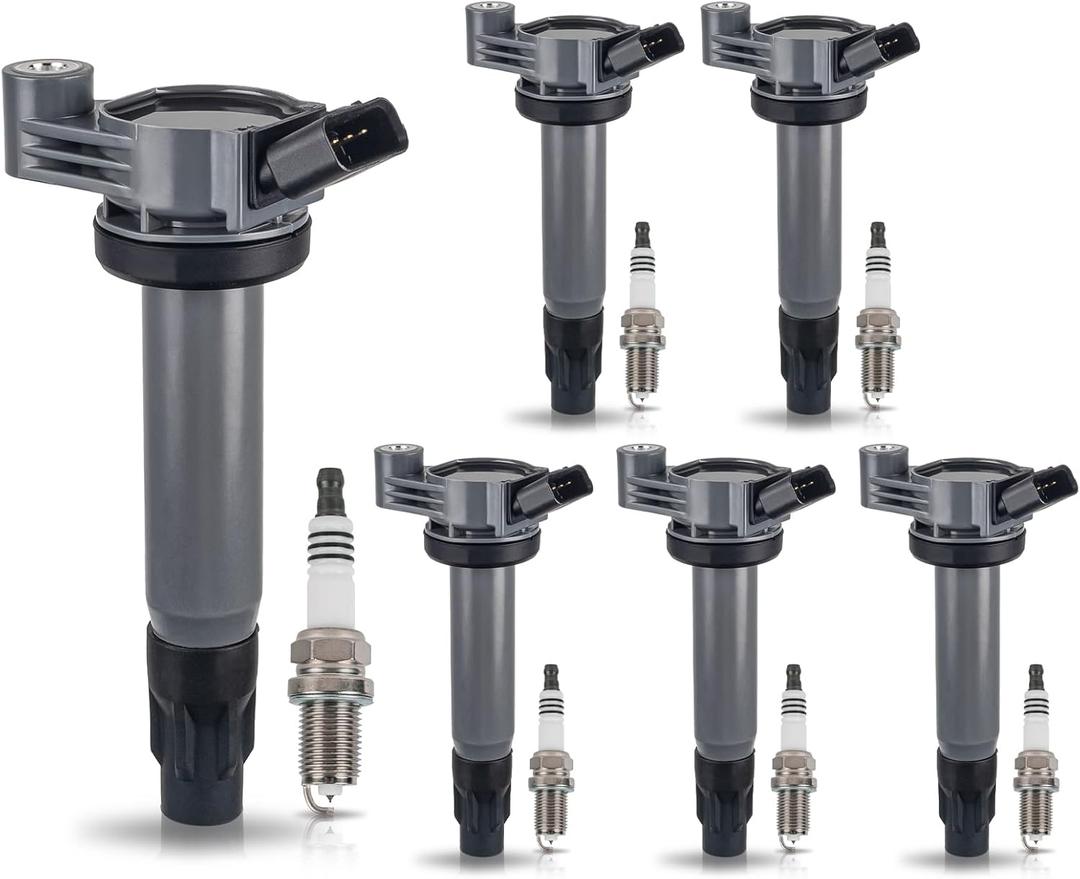 ENA Set of 6 Ignition Coil Pack with Spark Plug 3.3L 3.3 V6 2004 2005 2006 2007 2008 Compatible with Lexus Toyota Camry Sienna Solara Highlander ES330 RX330 RX400h for C1452 UF506 UF430 4504
