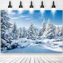 5.9 x 3.9ft Winter Forest Photography Backdrop, White Snow Scene Background for Christmas Party Decoration, Xmas Snow Night Party Backdrop, Wonderland Snowflake Photography Background