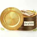 13'' Chargers for Dinner Plates, Gold Charger Plates Bulk 100pcs