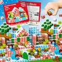 RiceBlock 100PCS Magnetic Blocks Toys for Kids, 7 Days Christma Advent Calendar, Science Learning Toys,Magnetic Cubes Building Blocks Toys for New Year (Pink)