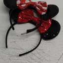 Mouse Ears Bow HeadbandsSequin Classic Red Polka dot Mouse Ears Headband for Cosplay Costume Party DecorationsBirthday Party (HU DIEJIE)
