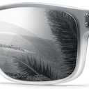 Polarized Sunglasses UV400 with Mirror Coating. Classic Minimalist Design, Stylish to Stand Out in Sunshine (Grey/White Gradient)