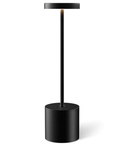 AUDLES Rechargeable Table Lamp –Outdoor Touch Cordless Desk Lamps, 5000mAh Battery Operated Lamp with 3-Color Dimmable Light, Portable LED Lamp for Bedroom, Dining Room, Patio, Outdoor (Black)