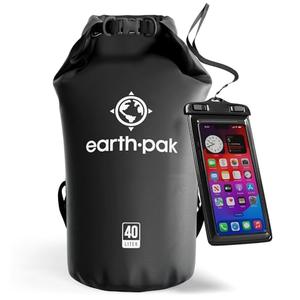 Earth Pak Waterproof Dry Bag - Roll Top Waterproof Backpack Sack Keeps Gear Dry for Kayak with Waterproof Phone Case, Size 40L