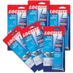 Loctite Silicone Sealant, Clear, 2.7 fl oz Tube, 6 Pack - 100% Waterproof Sealant for Glass, Ceramic, Wood, Plastic & More