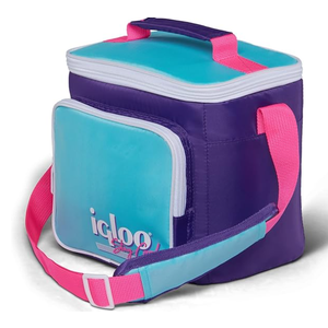 Igloo 90s Retro Collection Square Purple Lunch Box Soft Side Cooler Bag with Strap, 9 CANS