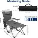 apollo walker Reclining Beach Chair, Adjustable 90-135 Backrest Camping Lounge Chairs for Adults, Folding Chair with Foot Rest & Detachable Pillow - Upgraded 8-Leg, Grey