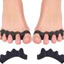 4 Pcs Silicone Toe Spacers – Yoga Toe Separators for Toe Straightening & Relaxation | Correct Overlapping Toes, Bunions, Hammer Toe | Toe Support for Women & Men (3.98In) Black
