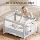 GAIVE 4 in 1 Baby Bassinet, One-Push Setup Pack and Play, Bedside Crib Sleeper with 3 Height AdjustableDiaper Changer, Come with Comfy Mattress, Rotating Toy Bar, from Infants to Toddlers (Grey)