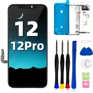 for iPhone 12/12 Pro Screen Replacement Kit 6.1 inch 3D Touch Screen LCD Screen Display Digitizer Assembly with Repair Tools +Tempered Screen Protector