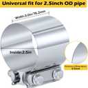 Kshineni 2.5 Inch Exhaust Clamps, Lap Joint Band Clamp 2.5" Stainless Steel Coupler Exhaust Muffler Band Clamp (2 Pcs)