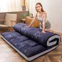MAXYOYO Black Moon and Star Futon Mattress, Japanese Floor Mattress Quilted Mattress Topper, Extra Thick Folding Sleeping Pad Breathable Floor Lounger Guest Couch for Camping, Twin