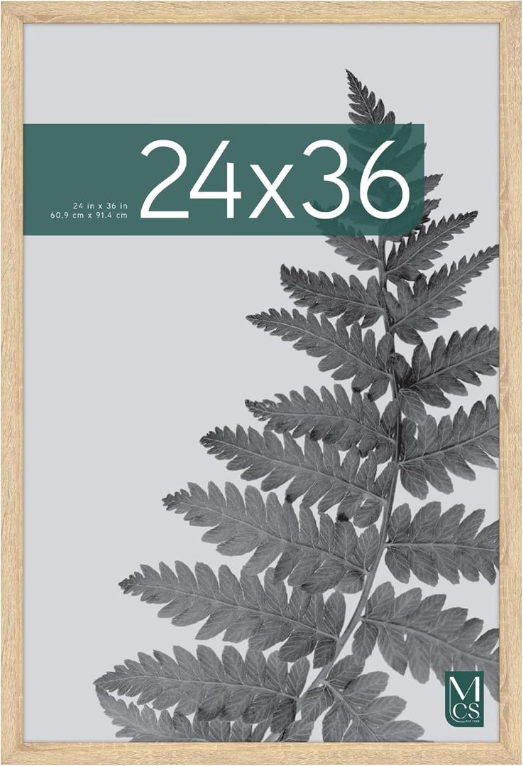 MCS Studio Gallery 24x36 Poster Frame Natural Woodgrain Engineered Wood, Vertical & Horizontal Wall Hanging Large Picture Frame for Photos, Posters & Art Prints (1-Pack)