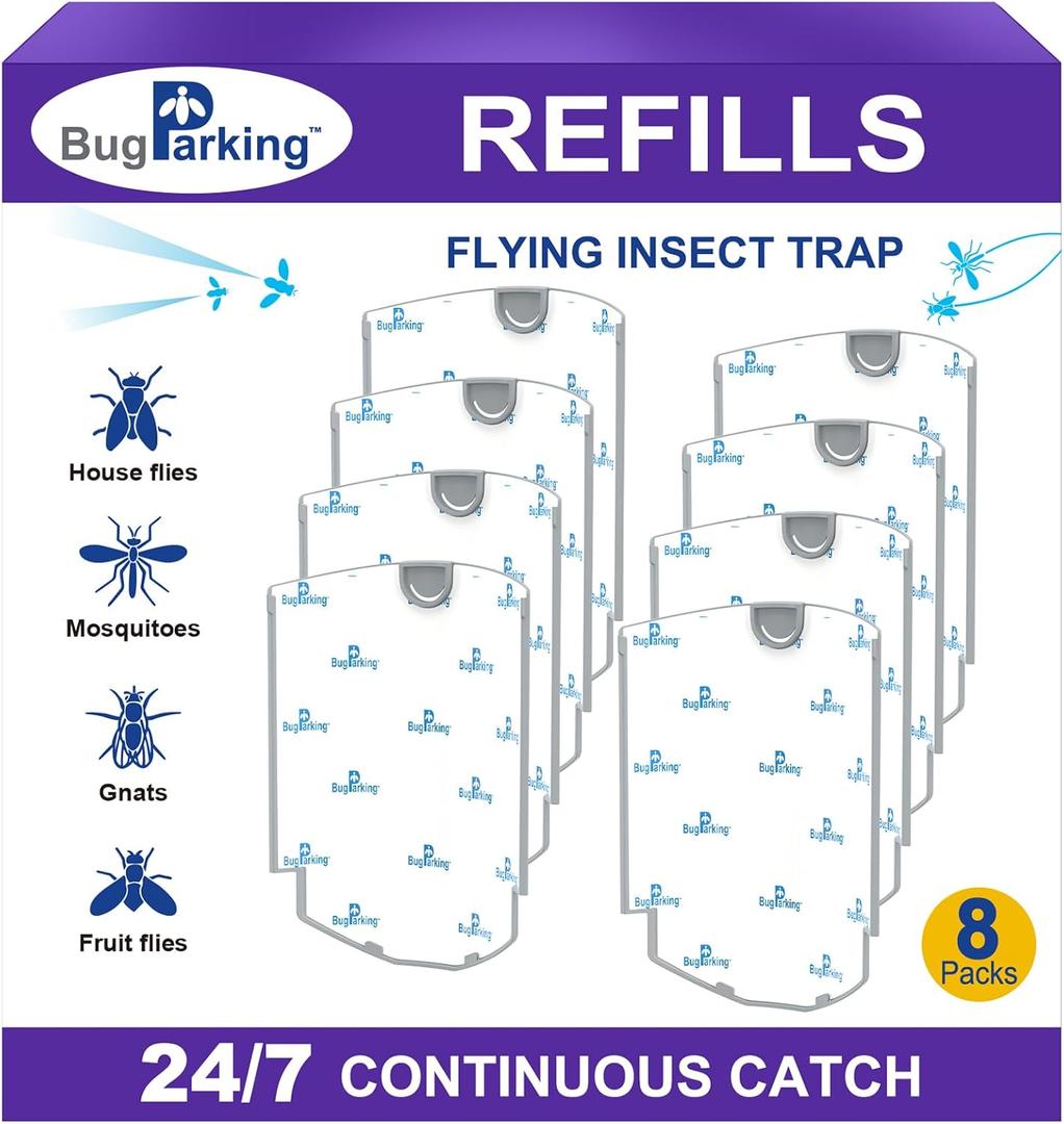 Flying Insect Trap Refill Cartridge, High-Stick Replacement Glue Boards, Pack of 8 Refills