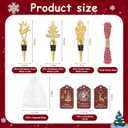 12Pcs Christmas Wine Bottle Stoppers Set Xmas Tree Santa Claus Deer Wine Bottle Corkers Christmas Party Favors with Card and Ropes, for Winter Decor Holiday Supplies Wine Accessories Gift for Hostess