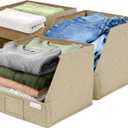 VIVIDECOR Storage Cubes  12x12x10 Fabric Baskets for Organizing, Storage Baskets for Shelves, Front Opening Fabric Bins, Closet Organizer Bins for Clothes, Towels, Sweaters, Linen  Brown, 3 Pack