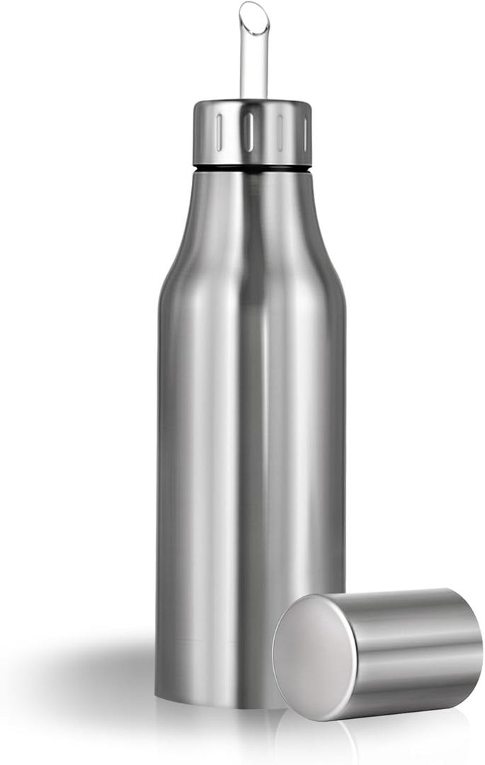 OlBuWa Stainless Steel Oil Dispenser Bottle - 1000ML Leak-Proof Oil Container for Kitchen, Olive Oil & Cooking Liquids-34Oz (33.8 Ounces, Silver)