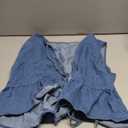 OYOANGLE Women's Plus Size Denim Tie Front Vest Sleeveless Crew Neck Ruffle Hem Jean Jackets Blue XX-Large Plus