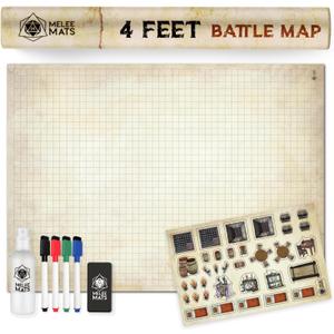 Melee Mats DND Map Starter Set - 35 x 48", Wet & Dry Erase Battle Terrain Grid for Dungeons and Dragons - Ultimate Tabletop Gaming Experience with Accessories