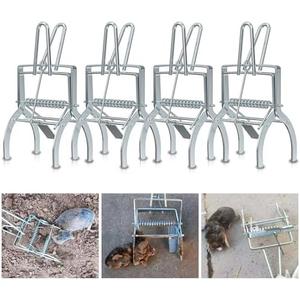 4 Pack Mole Traps That Kill Best, Mole Trap Easy to Set, Galvanized Steel Scissor Traps for Lawns, Reusable Quick Capture Gopher Vole Outdoor Use