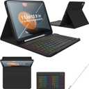 iPad 11th 10th Generation Case with Keyboard 10.9 Inch 2022 Detachable Wireless 7Colors Backlight Keyboard Case with Pencil Holder for and Magnetic Disc Universal Stylus Pen New iPad 10th Gen Black