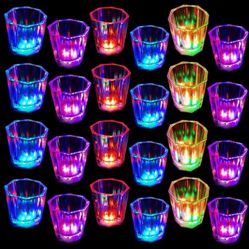 Esdabem Light Up Shot Glasses Set of 16 Party Favors Adults Funny Shot Glasses Led Shot Glasse Glow in the Dark Party Shot Glass Party Cups Decorations for Birthday Wedding Bachelorette Parties
