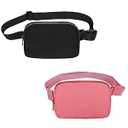 Frenou Waist Belt Bag Fashion Fanny Women and Men Gift Waist Pack With Adjustable Strap For Travel Running Hiking Walking Black+Deep Pink