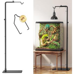Reptile Heat Lamp Stand Adjustable 62" Metal Light Holder with Heavy Base for Bearded Dragon, Turtle, Snake, Lizard Aquarium and Terrarium Heating Lamp Fixture