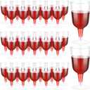Meanplan 100 Pcs Plastic Wine Glasses with Stem 6oz Plastic Wine Cups for Parties Disposable Stackable, Wedding Picnics(Simple Style,Clear)