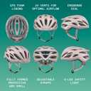 Retrospec Silas Road Bike Helmet with 24 Air Vents & Built-in LED Safety Light - Adjustable Adult Cycling Protection 54-61cm - Padded & Lightweight Design, One Size