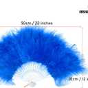 FANSOF.FANS Marabou Feather Hand Fan 45cm, Fancy Dress Wedding Party Favour Gift Outdoor Vintage Dance Photoshoot (Dark Blue)