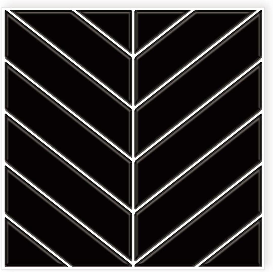 Peel and Stick Black Twill Pattern Kitchen Mosaic Wall Tiles Self-Adhesive DIY Backsplash Stick-on Vinyl Wall Tiles, 10" X 10" Each, 4 Sheets Pack