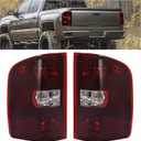 HECASA Pair Tail Light Compatible with 2007-2014 Chevy Chevrolet Silverado 1500 2500HD 3500HD Halogen Brake Lamp Taillight Dark Red Lens+Chrome Housing Driver & Passenger Side