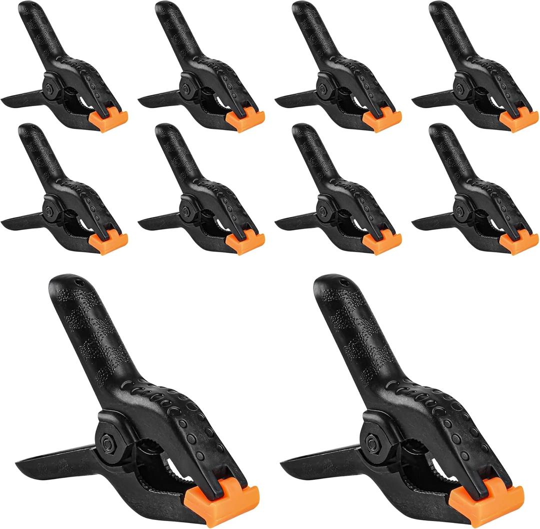 10 PCS Spring Clamps, LongYeah 4.5 Inch Plastic Spring Clips Heavy duty Backdrop Clips for Balloon Arch Photography Woodworking Crafts Tarp Clips Black