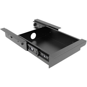 Under Desk Mounted Sliding Pull-out Drawer for Office Desk or Table - Storage Organizer for Sit Stand Workstation- W 9.8" x D 9.8" x 2.5", Metal, Black (Small)