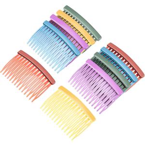 Chuangdi 10 Pcs Hair Combs for Women Accessories Decorative French Hair Side Combs Accessory for Fine Thin Curly, Colorful Solid Plastic 14 Wide Teeth for Daily Summer Party Wedding Dances Gifts
