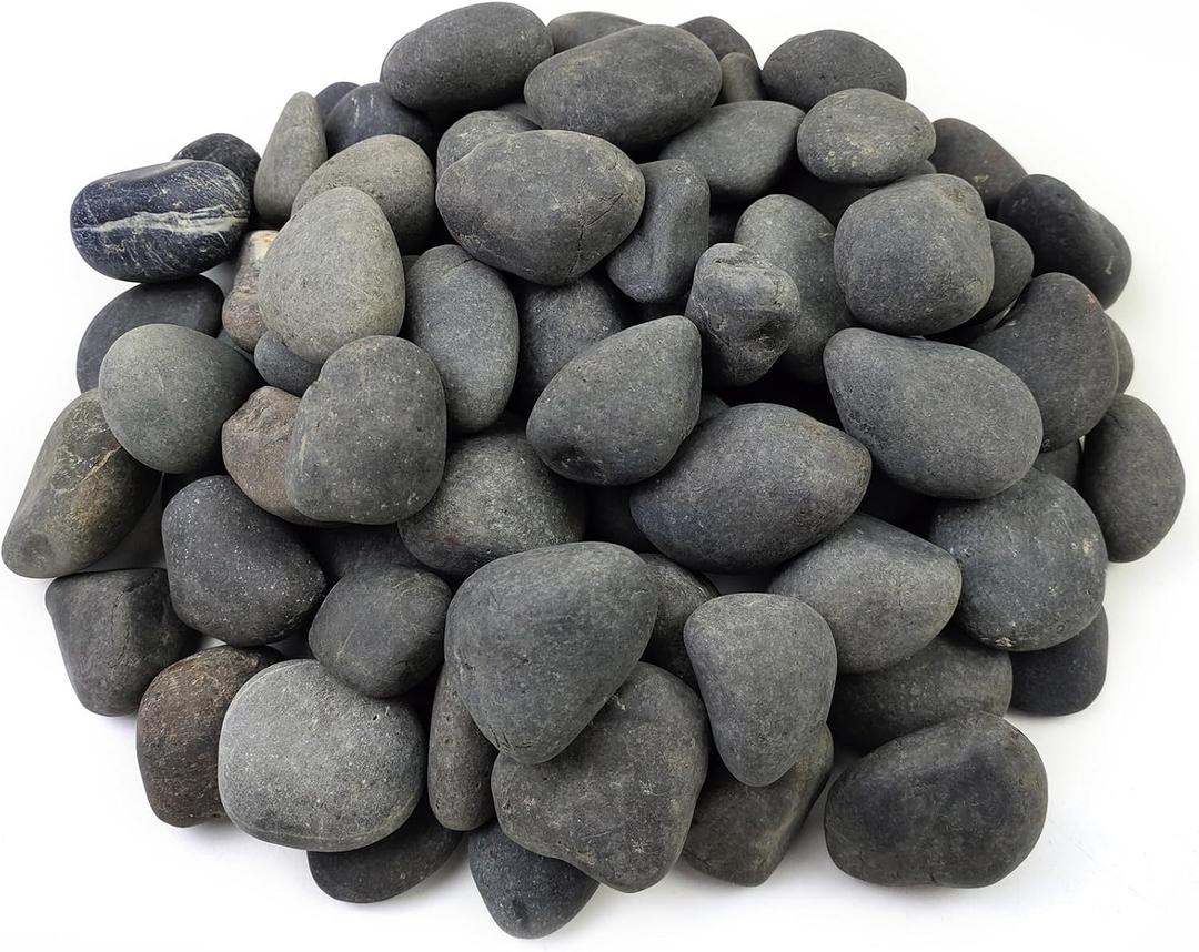 FANTIAN 40 lbs Natural Black Rocks Mexican Beach Pebbles, 2-3 Inch Decorative Black River Rocks for Landscaping, Garden, Paving, Fountain, Walkways and Outdoor Decorative Stones