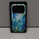 LUHOURI for iPhone 17 Pro Case,Wireless Charging Compatible,Dual-Layer - Soft Silicone Inner + Hard Outer Shell,Cute Wildflower Design,Protective Phone Cover for Women - Blue Leaves Flower