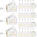 Sweetude 48 Sets Leather Luggage Tag Bulk and So The Adventure Begins Luggage Tags with Name Card for Wedding Bridal Shower Bachelorette Honeymoon Travel Graduation Gifts(White)