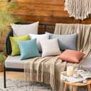MIULEE Pack of 2 Decorative Outdoor Solid Waterproof Throw Pillow Covers Faux Linen Garden Farmhouse Coastal Cushion Cases for Summer Patio Tent Balcony Couch Sofa 12x12 Inch Turquoise