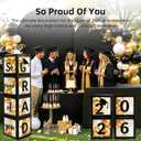 2026 Graduation Party Decorations - Black Balloon Boxes with Letters, "GRAD" & "So Proud of You" & "2026", 20pcs Balloons, Graduation Photo Props for High School College Class of 2026 Celebration