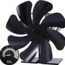 Tomersun Wood Stove Fan 8 Blade Heat Powered, Woodburner Fireplace Fan for Wood Burner/Burning/Stoves, with Thermometer (Medium)