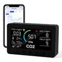 12 in 1 Air Quality Monitor Indoor, Air Quality Tester for Home, Air Quality Meters for CO2, TVOC, PM1.0,PM2.5, AQI,Temperature and Humidity,with APP and WiFi,Air Quality Detector for Home, Office (Black)
