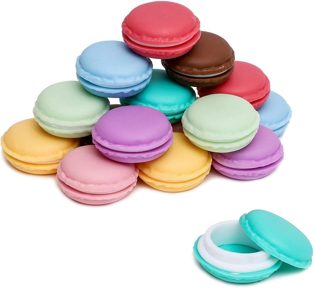 16 Pack Macaron Pill Case - Small Travel Storage Containers for Jewelry, Vitamins (8 Colors, 1.7 in) - Pill Container Macarons