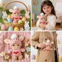 Handmade Mini Bunny Hug Cute Easter Gift with Card, 2026 New Soft Plush Rabbit Mini Bunny Hugs in Box, Easter Basket Bunny Stuffer Women MenSmall Thoughtful Gift for Friends & Family (blue)