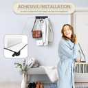 VIS'V Magnetic Key Holder Wall Mount, Metal Adhesive Key Hanger with 3 Hooks, No Drilling, 2 Mount Options, Black, Small