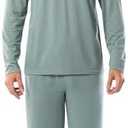Fruit of the Loom Men's 360 Stretch Long Sleeve Henley Top and Pant Sleep Pajama Set M