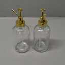2 Pack Syrup Dispenser Bottles Glass Honey Sauce Pump Bar Kitchen Accessory Leakproof Sturdy, (Golden)